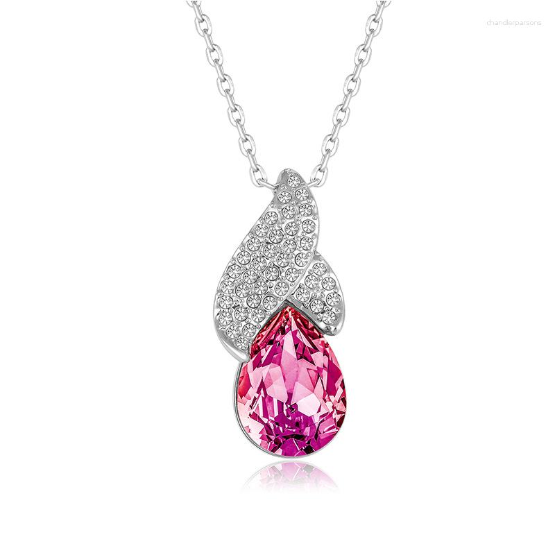 

Pendant Necklaces NL-00593 Crystal Water Drop Necklace For Women Silver Plated Jewelry Accessories Birthday Gift Girlfriend