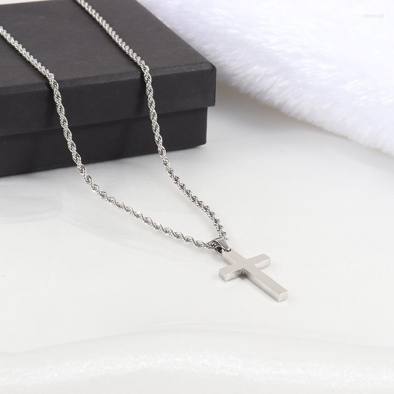 

Pendant Necklaces Classic Cross Necklace Men Fashion Handmade Stainless Steel Twist Chain For Jewelry GiftPendant Gord22