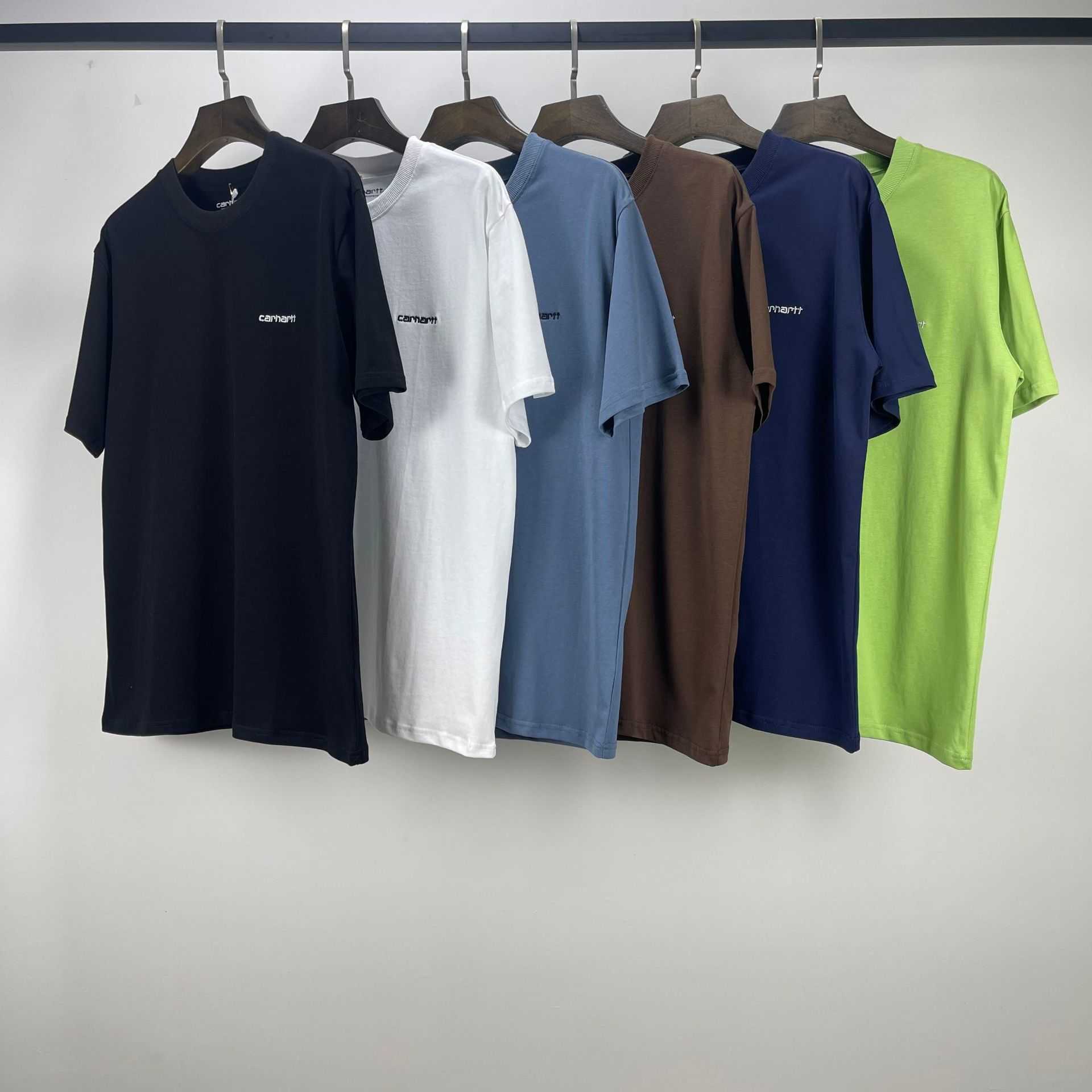 

Fashion Men' and Women' T-shirt Tooling Brand Carhart New Summer Basic Small Embroidery Short Sleeve Simple Casual Student 3g0h, White