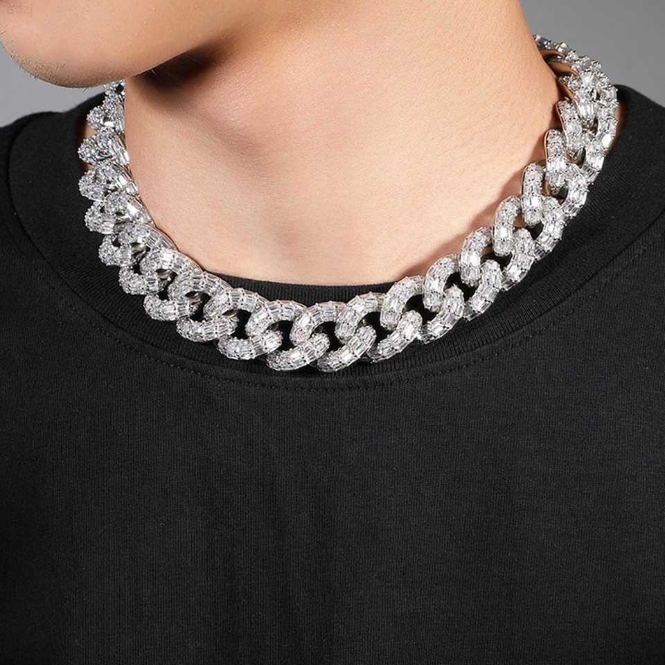 

Hip Hop Man Chain Custom Champagne Silver 925 Baguette Chain Miami Iced Out Vvs Moissanite Men Cuban Link Chain Necklace