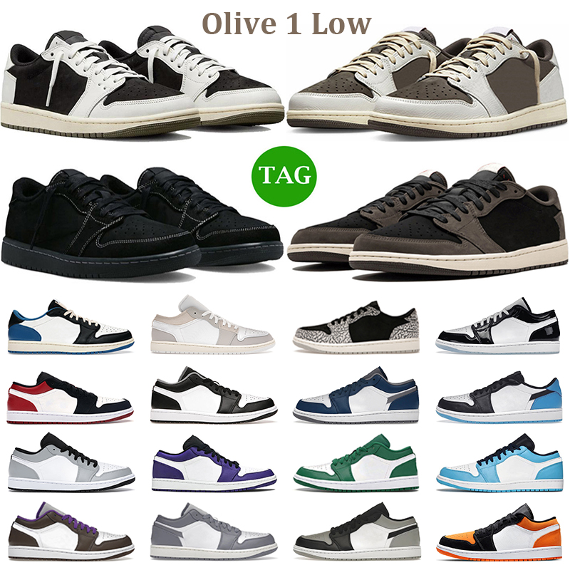 

olive 1 low basketball shoes men women 1s Black Phantom Reverse Mocha Concord UNC Black Cement True Blue Shadow Toe mens trainers outdoor sneakers, #14