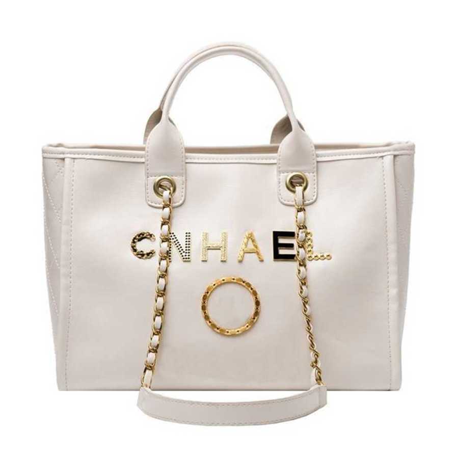 

Women's Luxury Handbags Beach Designers Ch Metal Letter Badge Tote Evening Bag Small Mini Body Leather Large Chain Wallet Backpack factory store usa sale 1NJB, White