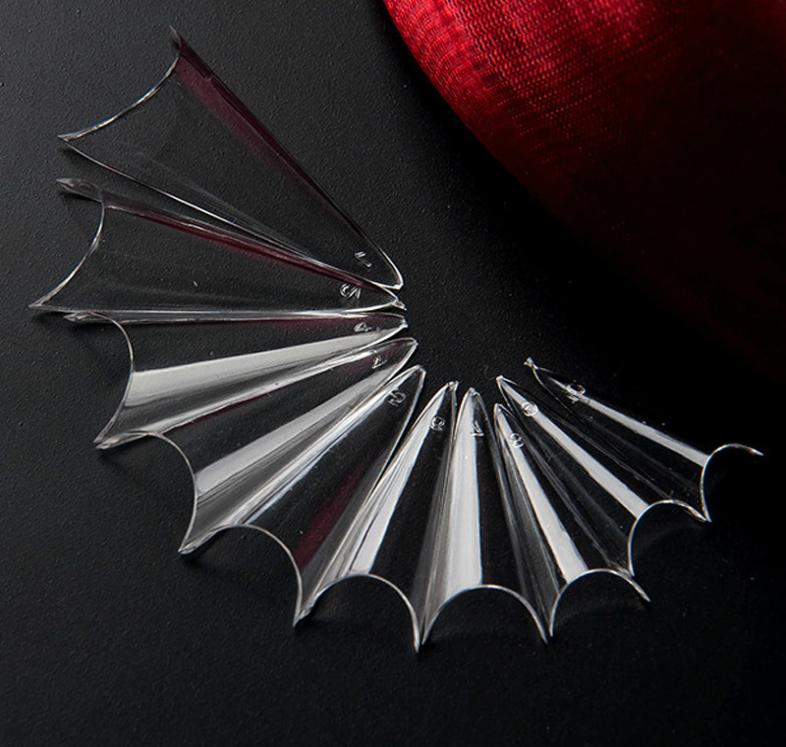 

Nail Art False Nails 500 tips STILETTO Curved Clear French Nail Tips Fold the nontrace Professional Artificial Fingernails3892663, Black