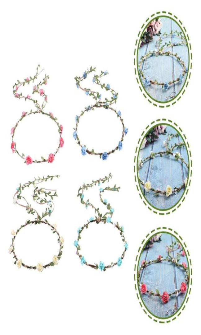 

Bandanas Flower Wreath Garland For Headband Crown Artificialwedding Headbands Flowers Head Hair Rose Simulation Decoration SpringB9674344