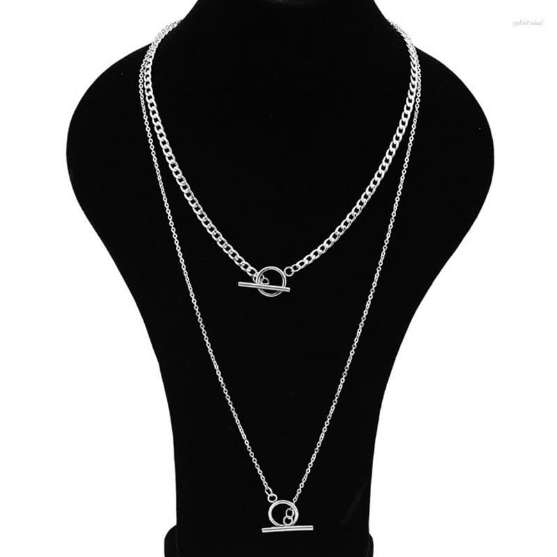 

Chains Punk Stainless Steel Necklace Hip-hop Long Chain Double Layer Menswear Rock Band Women Boys Girls Guys Necklaces Collar Jewelry