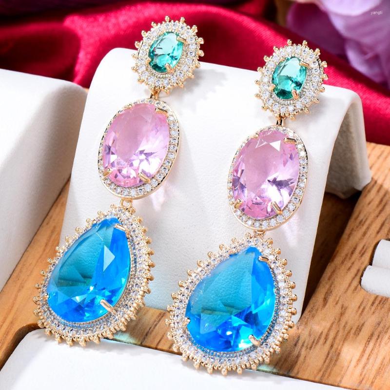 

Dangle Earrings GODKI 37MM OFFICE Lady Square Drop For Women Wedding Cubic Zircon Dubai Bridal Costume Jewelry Summer Party