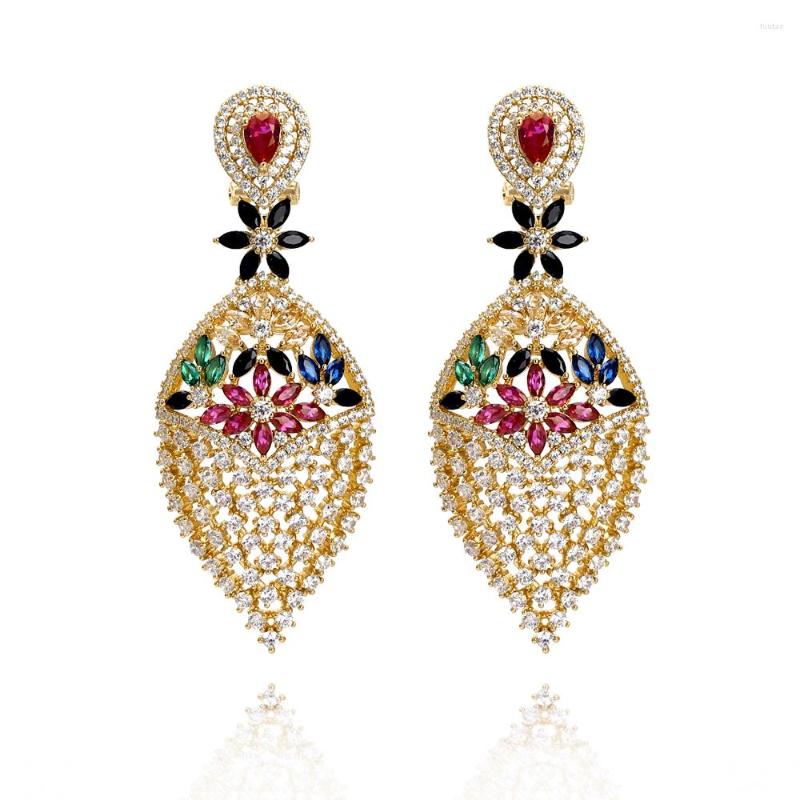 

Dangle Earrings TIRIM Big Sale Multi Mix Color India African Earings For Women Eardrop Drop Cubic Zircon Dubai Earing Nigeria Jewelry Gifts