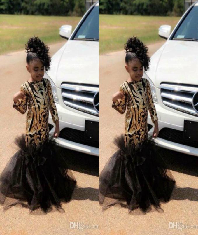 

2019 Black and Gold Mermaid Flower Girl Dresses With Sequins Lace Ruffle Train Girls Pageant Dress Plus Size Formal Little Prom Pa8909571, Purple