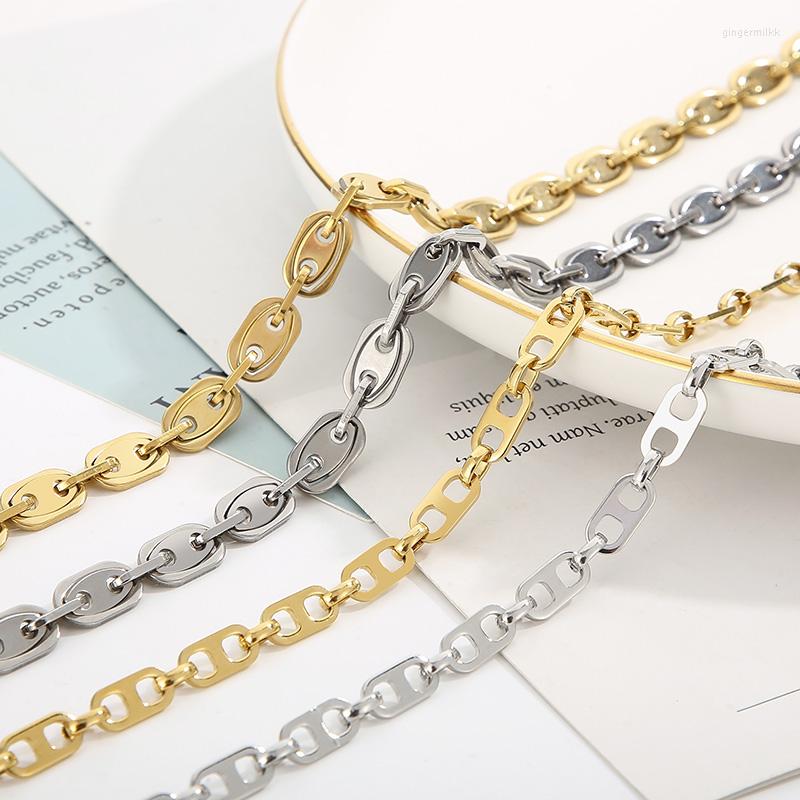 

Chains Stainless Steel Necklaces For Men Gold Silver Color Pig Nose Chain Choker Universal Style Trendy Rock Jewelry