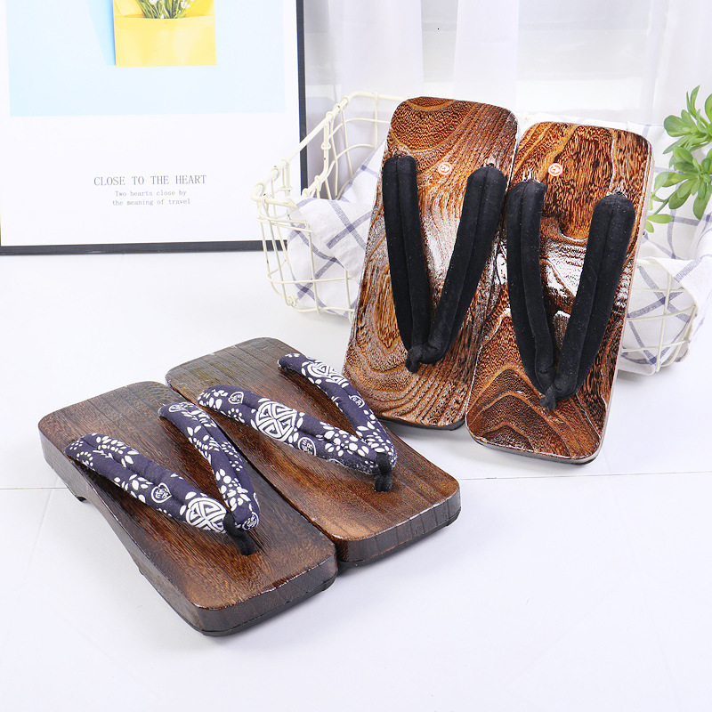 

Slippers Man Slipper Summer Flip Flops Cosplay Japanese Samurai Geta Wood 2 Sandals Thick Bottom Platform 230628