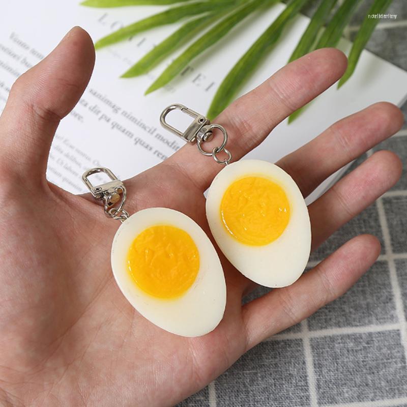 

Keychains Cute PVC Boiled Egg Keychain Delicious Food Pendant Bag Backpack Ornament Charms Hanging Mobile Toy Girl Woman Jewelry Gift