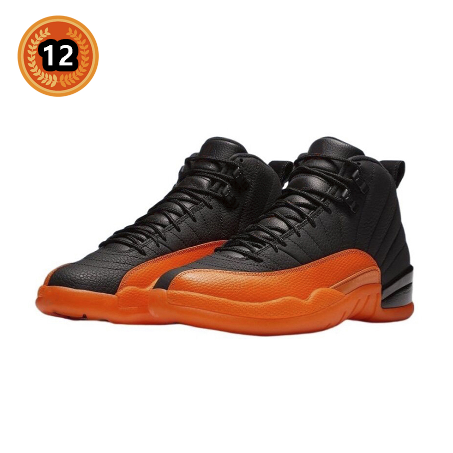 

Jumpman 12 12s WMNS Basketball Shoes Black Brilliant Orange White FD9101-081 Sneaker for Men and Women, Item#1