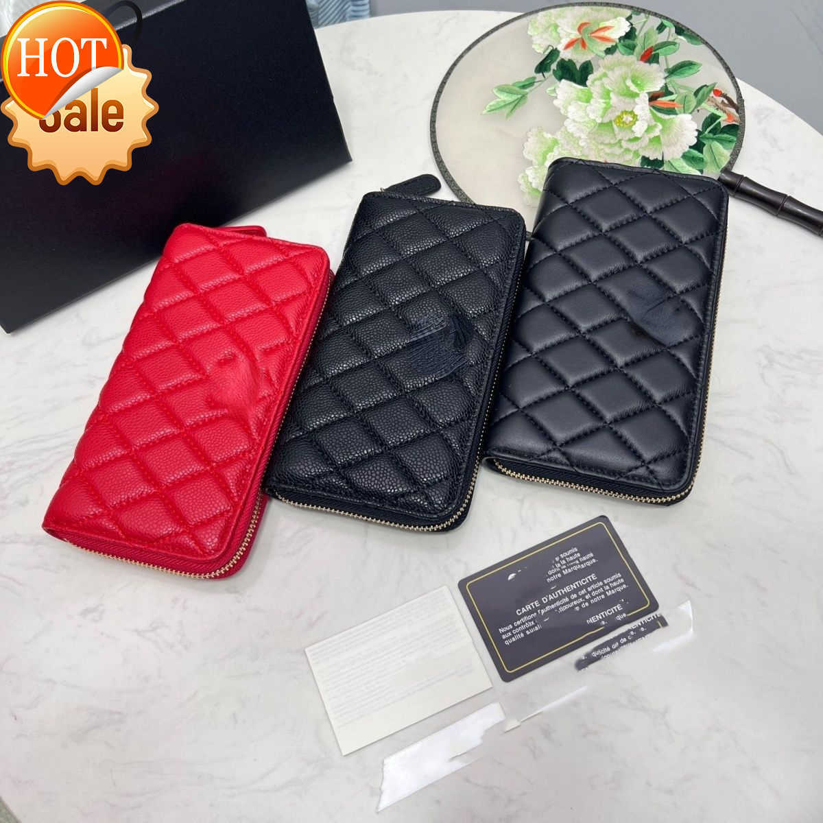 

Brand Designer Brand Wallets Card Bag 2023 New Women's Fashion Texture Purse Multi-functional Portable Everything Zipper Wallet Factory Direct Sales, Spherical cowhide red