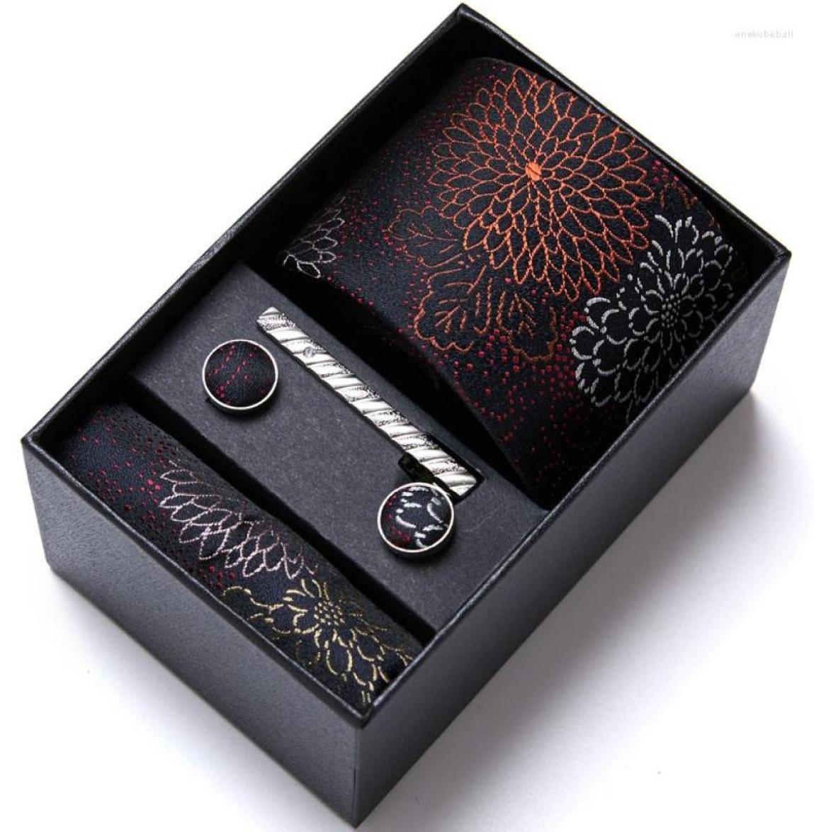 

Bow Ties Gift Box Plain Floral Tie Men039s 75cm Silk Necktie Set Blue Green Purple Gold Wedding Solid Hanky CufflinksClip4359700