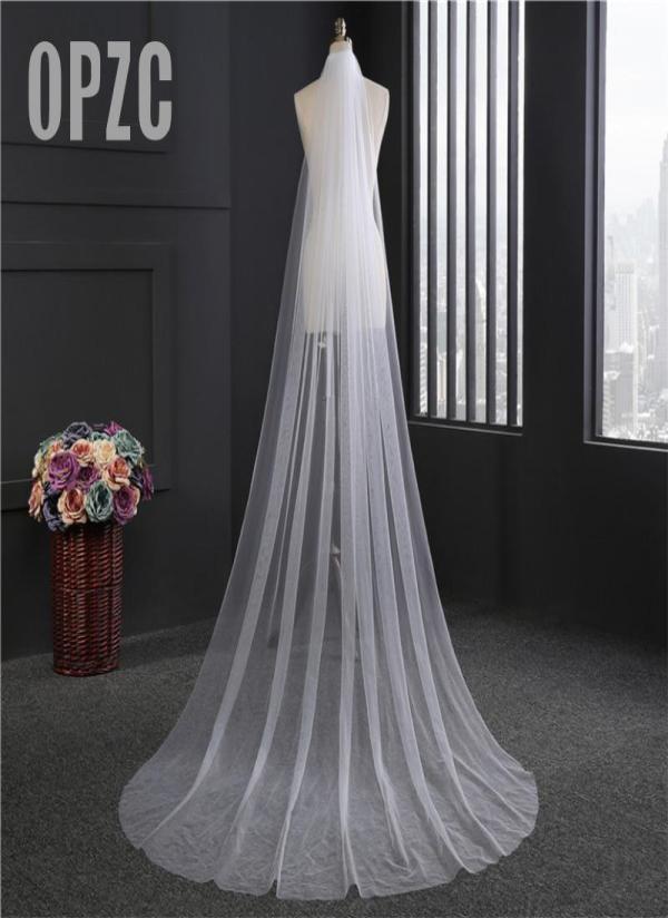 

Bridal Veils Fashion 1 Layer Tull Simple Beautiful 300cm Long Wedding Veil Blusher Voile Mariage Cut Edge Muslin With Comb9529689, White