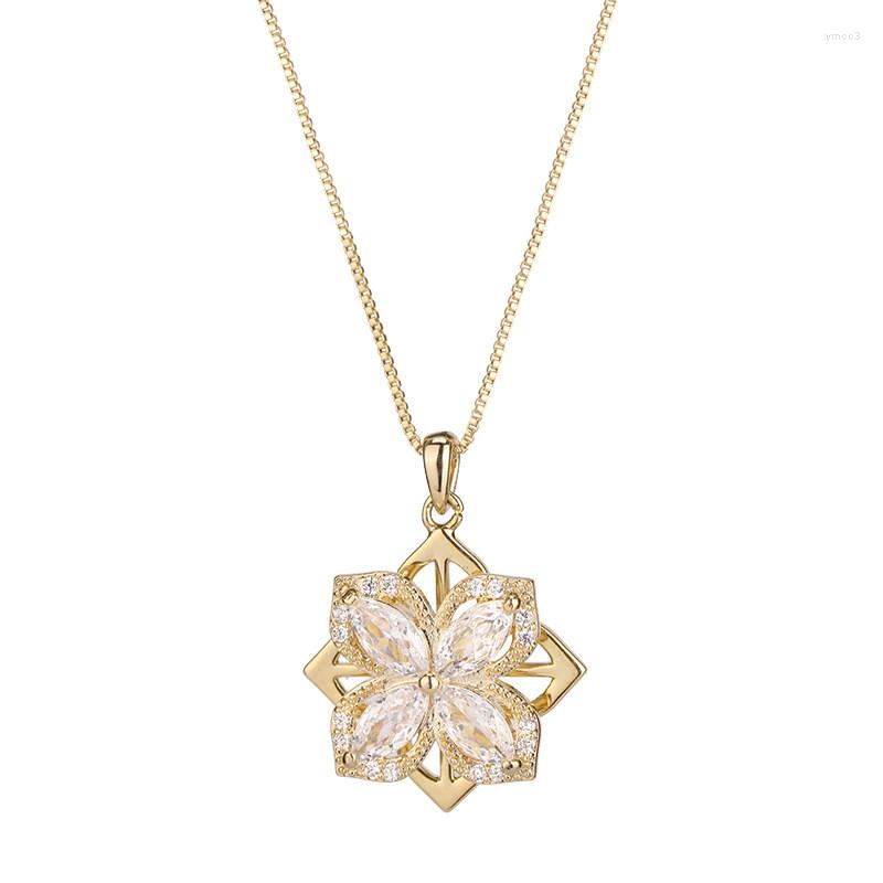 

Pendant Necklaces Stainless Steel Rotatable Zircon Elegant Design Simple Titanium Necklace For Women