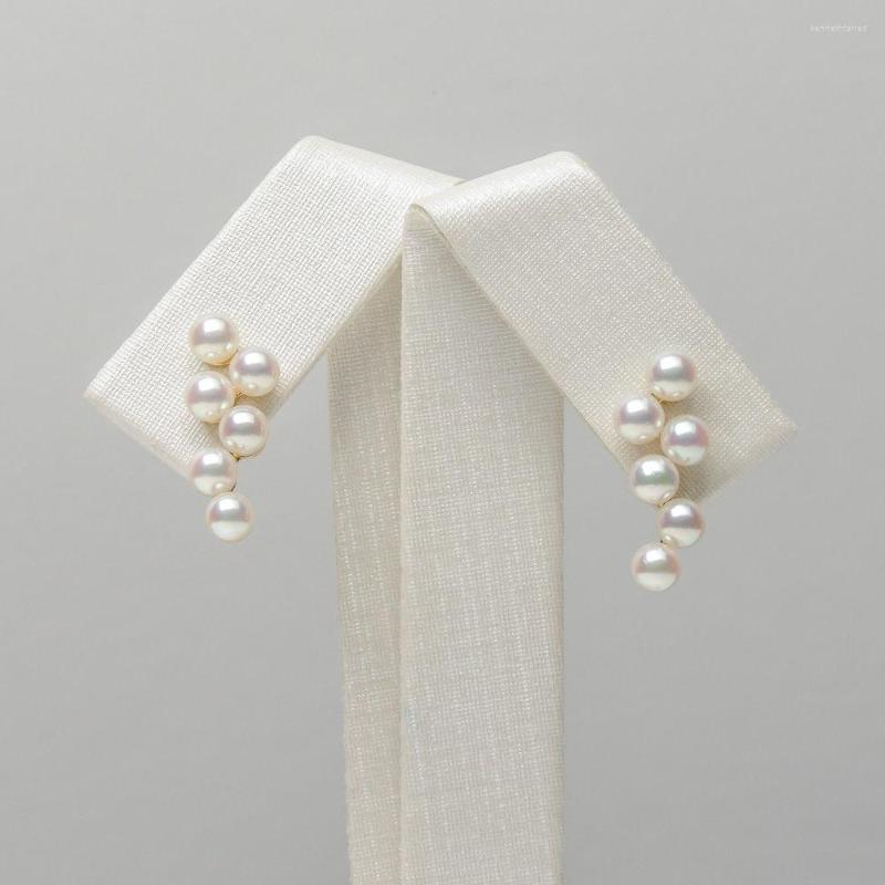 

Dangle Earrings 3.5-4mm Round White Genuine Akoya Pearl Drop 14k Solid Yellow Gold