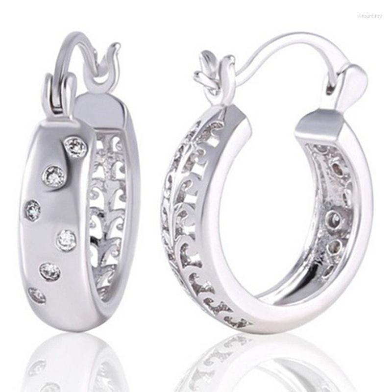 

Hoop Earrings Fashion Silver Color Zircon Crystal For Women Charm Jewelry Party Gift Wholesale