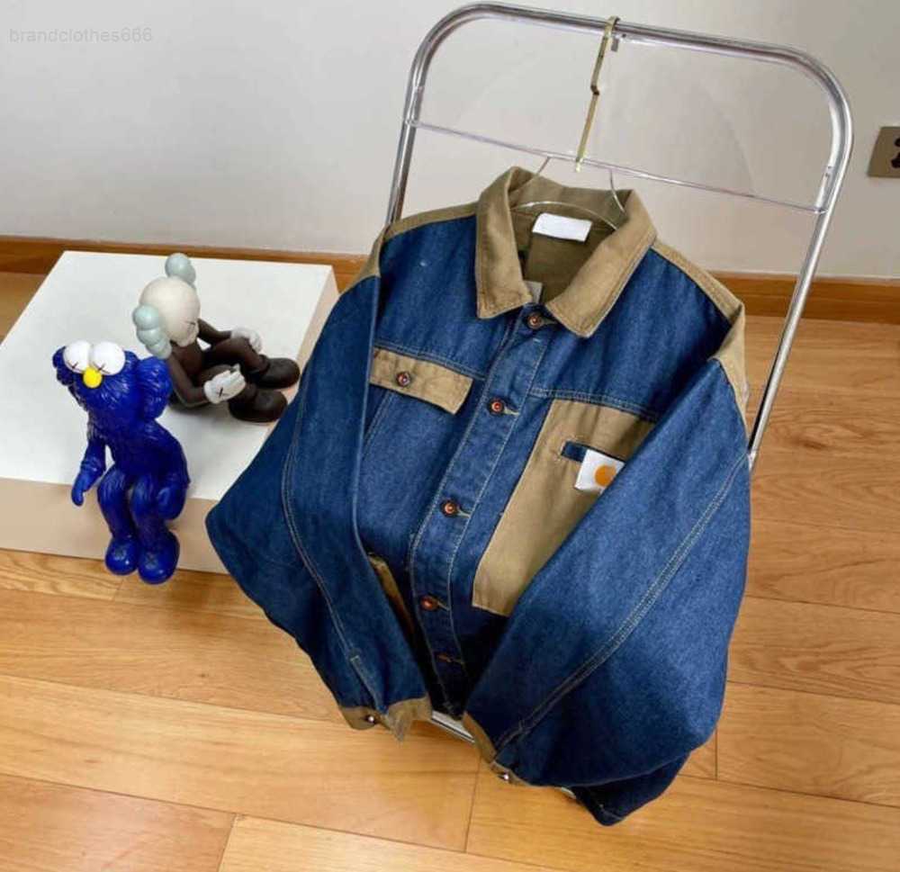 

Fashion Vintage Workwear Mens Denim Jackets Carhart Designer Jacket Men Women Cardigan Coat Embroidery Panel Hip Hop sweatshirt0, Blue