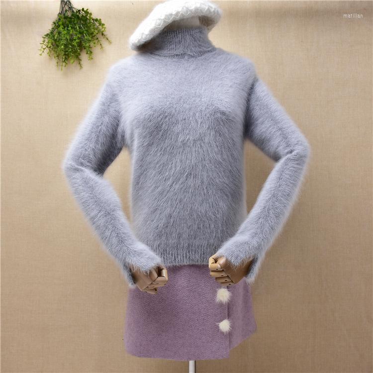 

Women' Sweaters Ladies Women Fashion Hairy Winter Mink Cashmere Knitted Long Sleeves Turtleneck Slim Blouses Pullover Angora Fur Jumper, Body56cm chest86cm