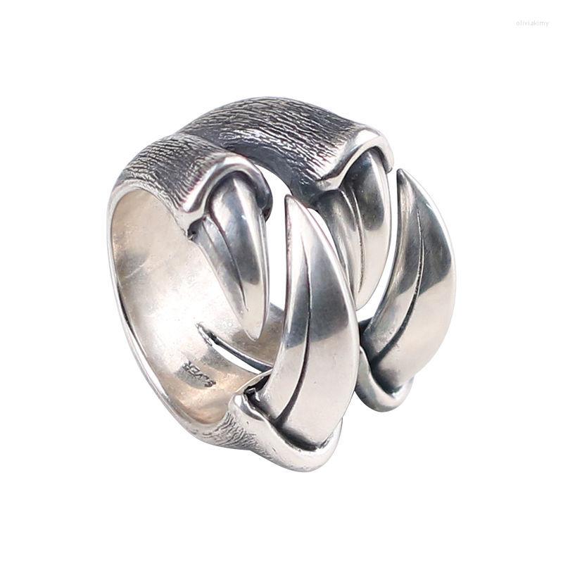 

Cluster Rings Original Design Double Scratch Opening Neutral Ring Creative Thai Punk Designer Unique Craft Luxury Noble Jewelry
