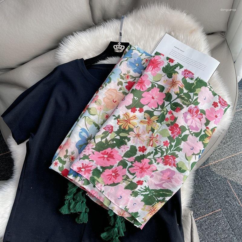 

Scarves Fashion Lovely Floral Tassel Viscose Shawl Scarf Spring Autumn Wrap Hijab Lady Soft Pashmina Foulard Stole 180 90Cm