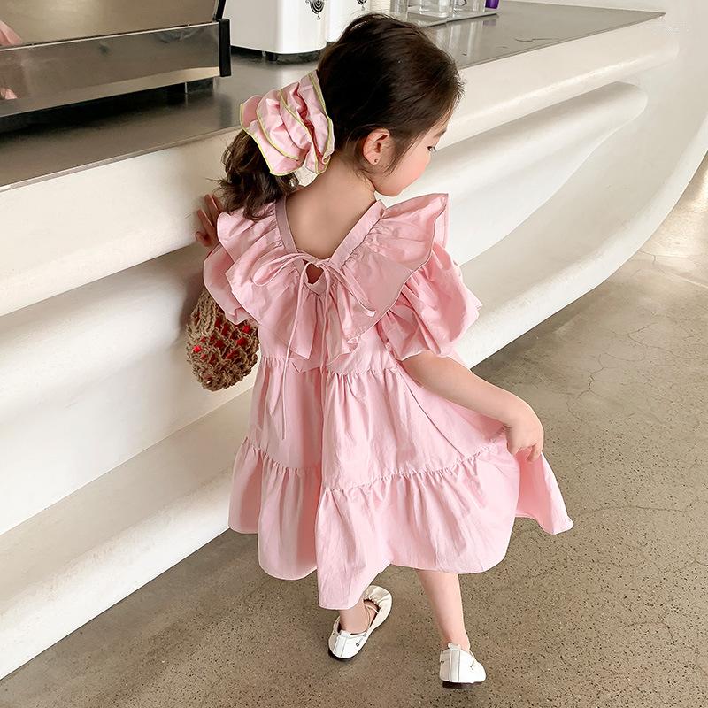 

Girl Dresses Ins Baby Boutique Dress Kids Girls Ruffles Cotton For Children Fashion Wear Summer Soft Cool Casual Clothing, Pink