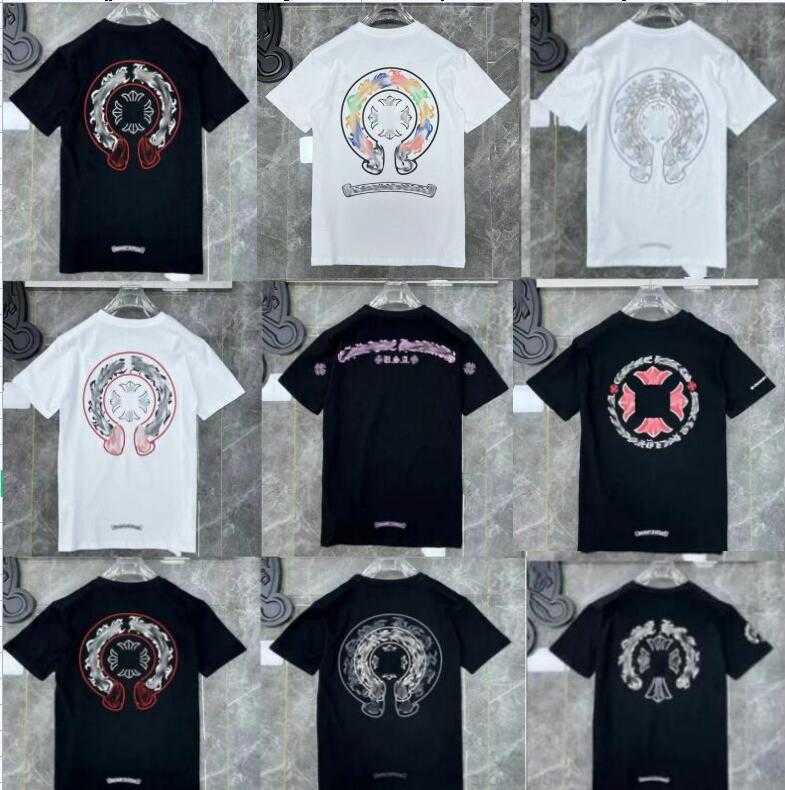 

2023Classics Mens t Shirts Heart High Quality Brand Crew Neck Chromes Short Sleeves Tops Tees T-shirts Casual Horseshoe Sanskrit Cross Print Chromees Hearts xf7, 43