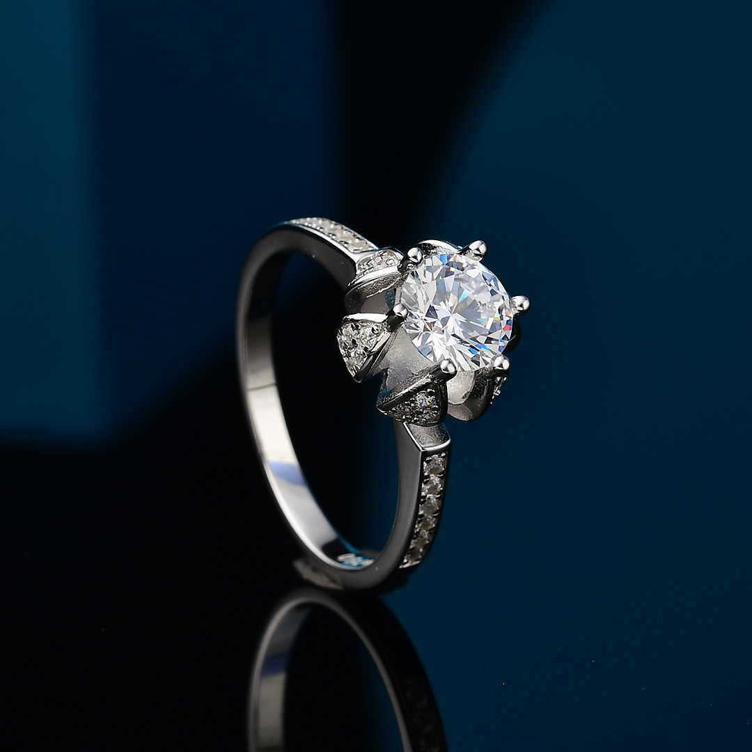 

Internet celebrity Carti Flower Bag Moissanite Stone Ring 18k Sterling Silver Gold Plated Couple Engagement Diamond Valentine's Day