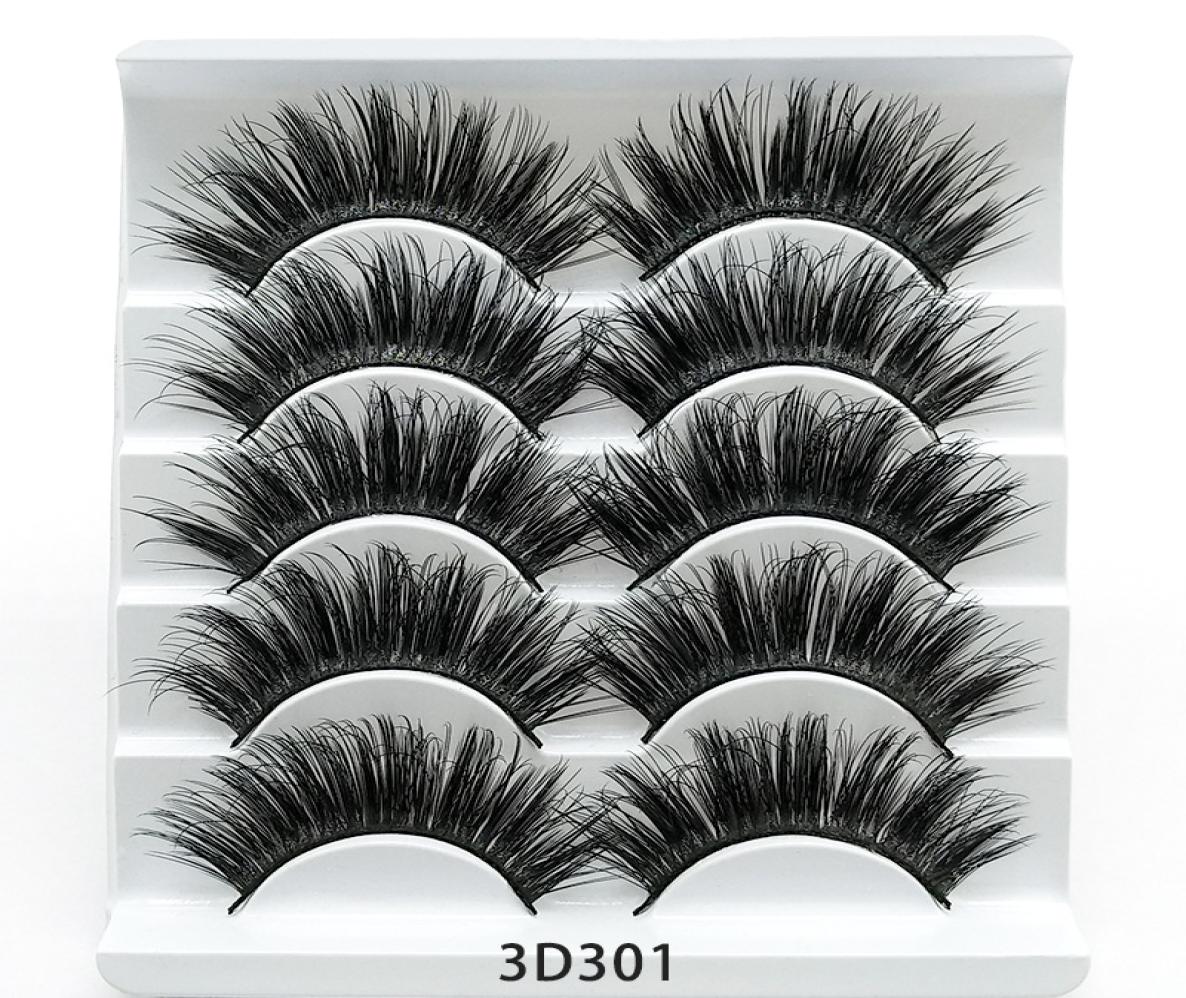 

3D Mink Lashes Bulk Faux Thick Natural Eyelashes Makeup Handmade Full Strip False Eyelashes 5 Pairs3399453