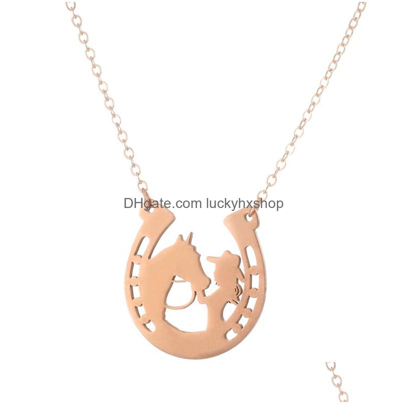 

Pendant Necklaces New Movie Horse Girl Neckalce Stainless Steel And Necklace Jewelry Drop Delivery Pendants Dheib