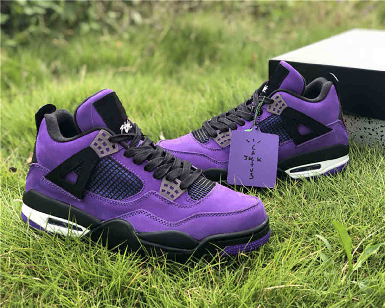 

Outdoor Mens Shoes Black Purple Men Woman TS Cactus Jack x Jumpman 4 4s outdoor Outdoor trainers sport Sneaker With Box, #1