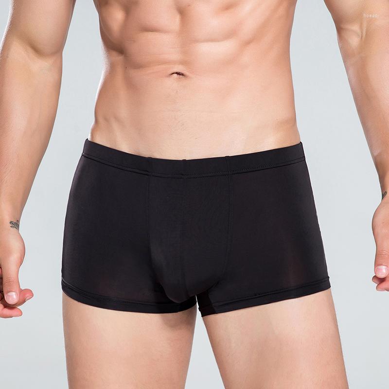 

Underpants Sexy Men Underwear Boxer Shorts Ice Silk U Convex Soft Kilot Male Men's Cueca Homme Slips Gay XX, Black