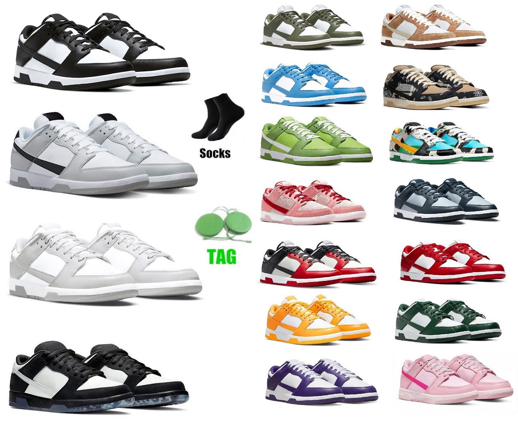 

New Casual Shoes Low Panda triple pink Grey Fog Syracuse Team Green Medium Olive UNC Georgetown Malachite sail walking GAI jogging sneakers trainers size 36-47, Ts