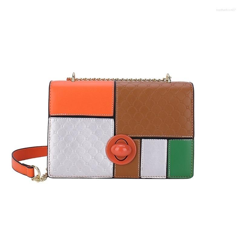 

Evening Bags Women Shoulder Sac Leather Lady Contrasting Color Tote Bag Luxury Messenger Chain Women's Crossbody Designer Femme Handbags