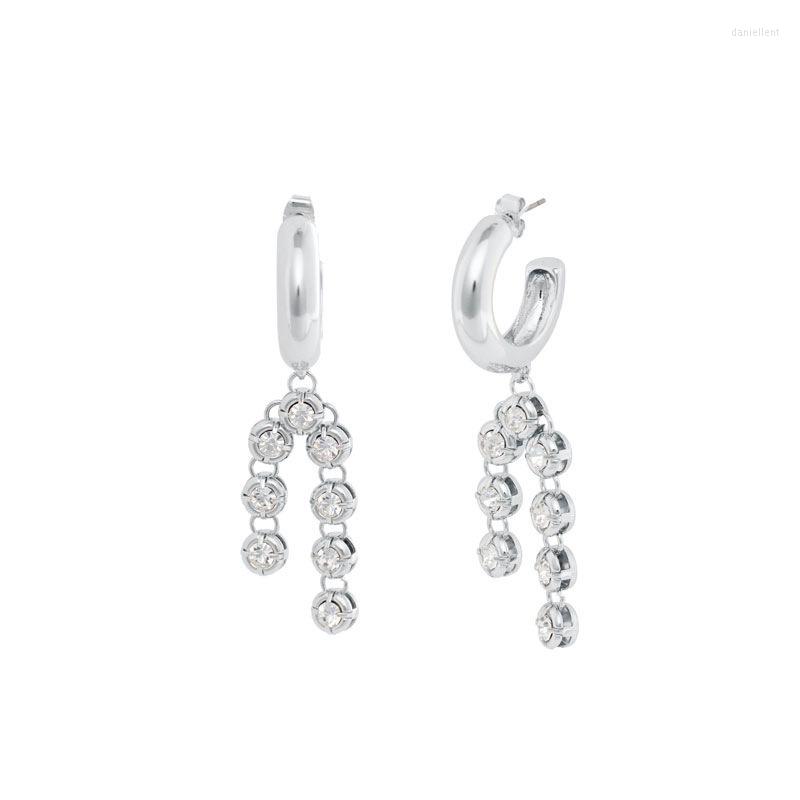 

Dangle Earrings Exaggerated Light Luxury Rhinestone Tassel Long Earnail Female