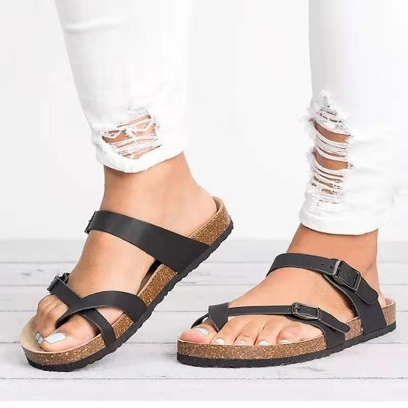 

Slipper Sandals Cork Slippers Roman Buckle Flats Gladiator Summer Lovers Flip Flops Outside Beach Slides Black Brown Beige 230628