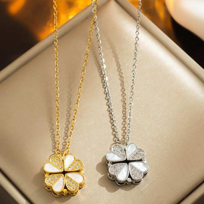 

10style Fashion Brand Pendant Necklaces for Women Elegant Four Leaf Clover Titanium Steel Choker Chains Designer Jewelry Girls