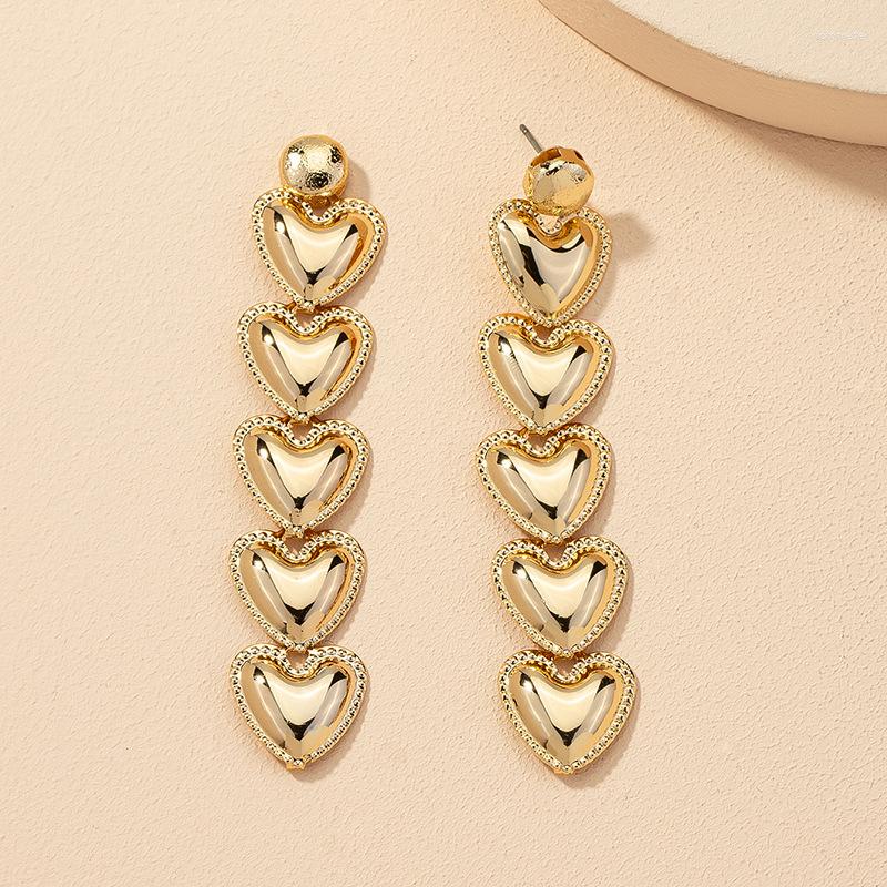 

Dangle Earrings Fashion Accessories Wholesale 1 Pair Of Metal Heart Long 2023 Earring Gift For Women