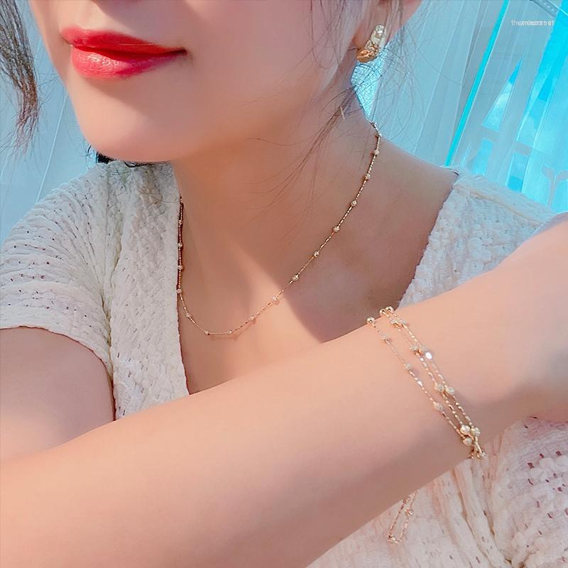 

Chains AU750 Gold 18K Yellow Necklace Chain Women Full Star Beads