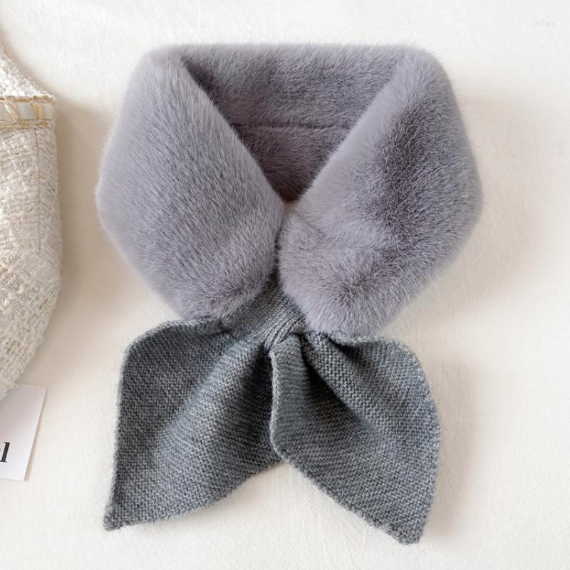 

Scarves Wrasse Fur Collar Autumn Winter Women's Scarf Female Joker Cross Keep Warm Plush Stitching Student