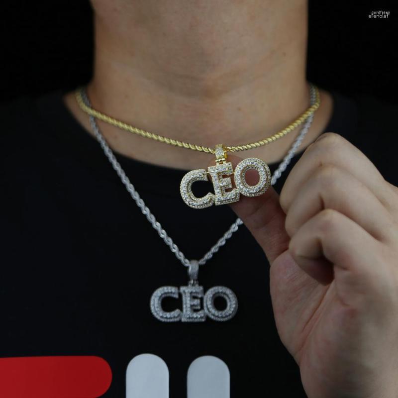 

Choker Hip Hop CEO Men Pendant Necklace 5A Cubic Zirconia CZ Iced Out Rock Punk Cool Boy Jewelry