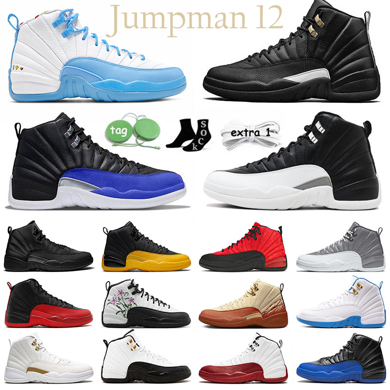 

Jumpman 12 Black Taxi Basketball Shoes 12s Sports Sneakers Hyper Royal Royalty Flower White Black Flu Game The master French Blue ov white Cherry Men Women Trainers, # stealth 40-47