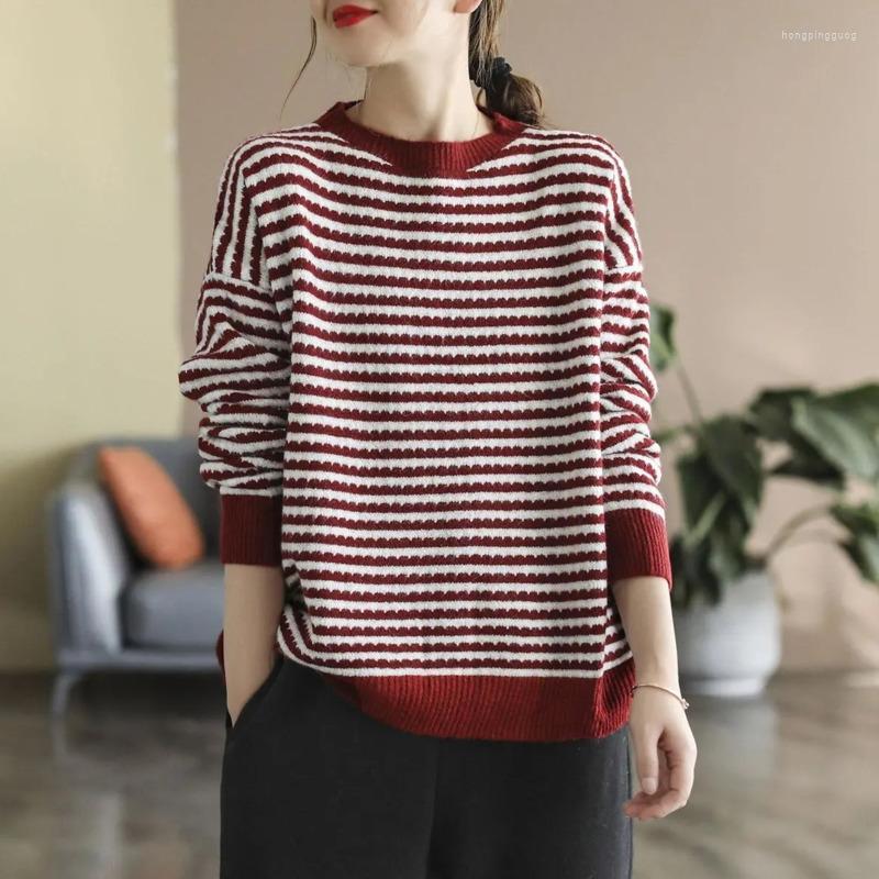 

Women's Sweaters Ladies Knitted Sweet Women Stripe 2023 Winter Loose Pullovers Warm Casual Knitwear Jumper Harajuku Leisure, Black