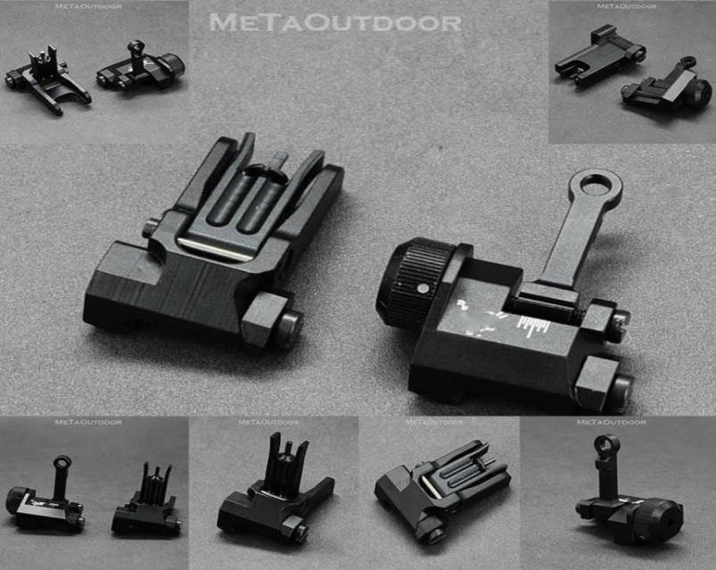 

Tactical Scope Flip Up 300 Meter Folding Front Rear Sight With 1913 Picatinny Weaver Mount Base For M4 AR15 Hunting Arisoft Access7893444, Black