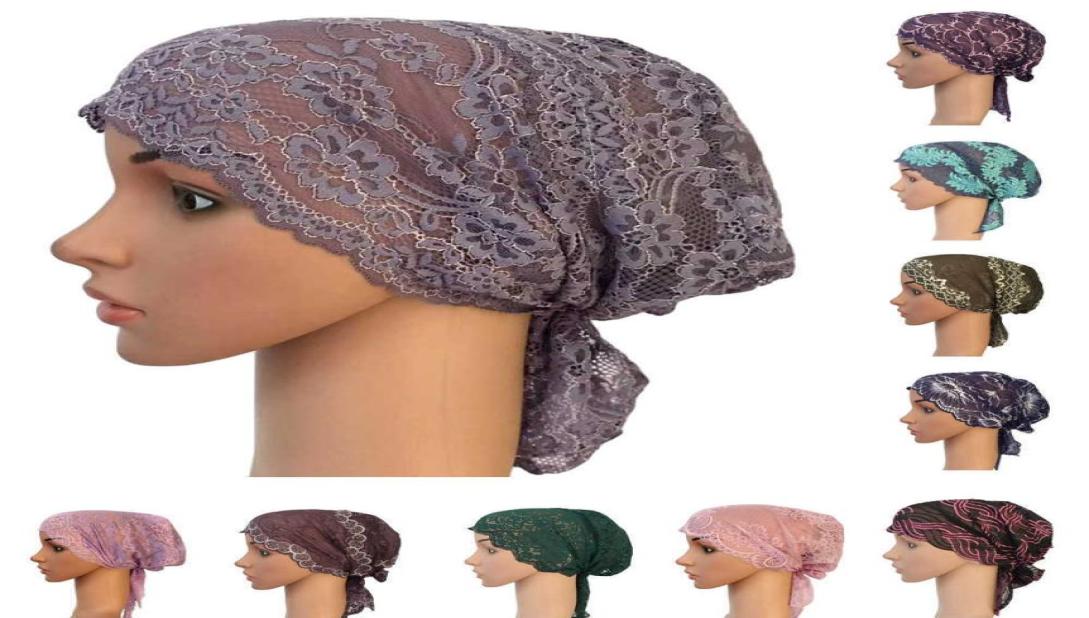 

Women Muslim Turban Inner Cap Arab Lace Islamic Headwear Chemo Hat Wraps Cover Beanie Flower Hair Loss Cap Soft Long Tail Bonnet X2607188