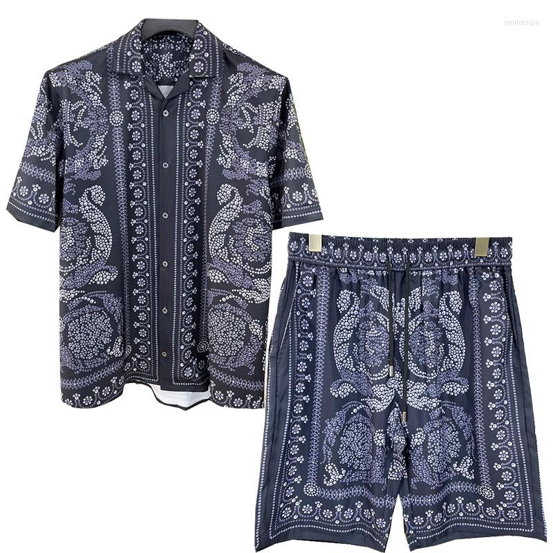 

Men' Tracksuits Fashion Hawaiian Shirt Set Mens Floral Printing Short Sleeve Summer Casual Beach Two Piece Men Sets -XXL, 1 piece shorts