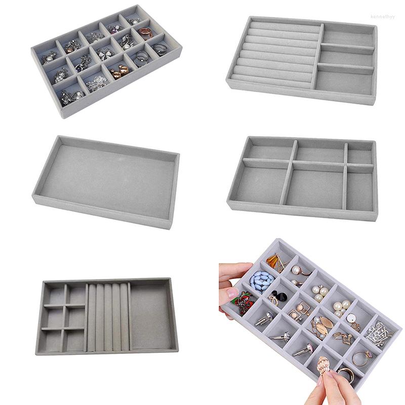 

Jewelry Pouches Velvet Display Tray Case S Stackable Exquisite Jewellery Holder Portable Ring Earrings Necklace Organizer Box