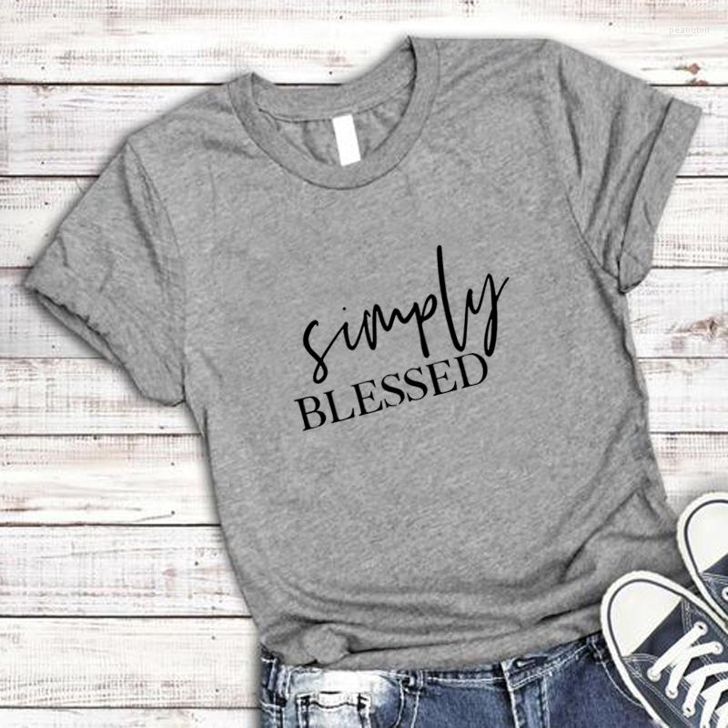 

Women's T Shirts Simply Blessed Funny Hip-hop Tee Casual Graphic Letter Women T-Shirt Mom Jesus Girl Tops Trendy, Grey
