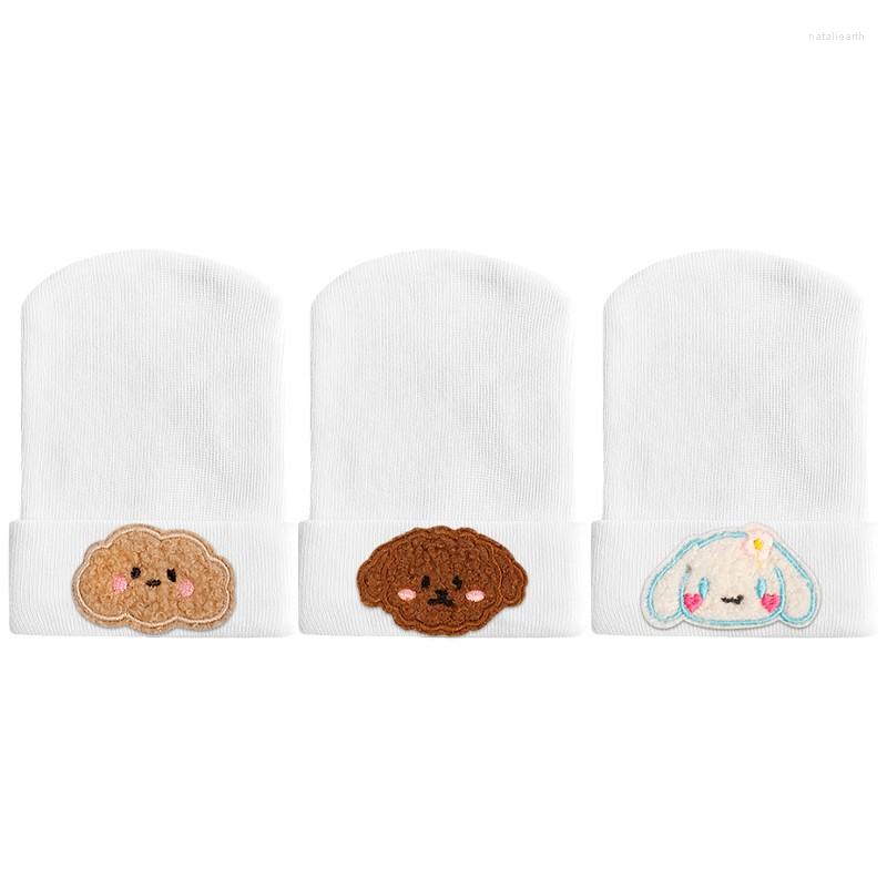 

Berets White Baby Hat For 0-3 Month Cotton Infant Girls Boys Cute Puppy Beanie Caps Kids Stuff Wholesale, White-5
